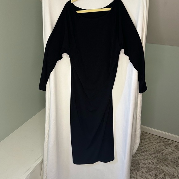 Susana Monaco long sleeve formal Black Dress with scrunched side fitted size L - Picture 3 of 8